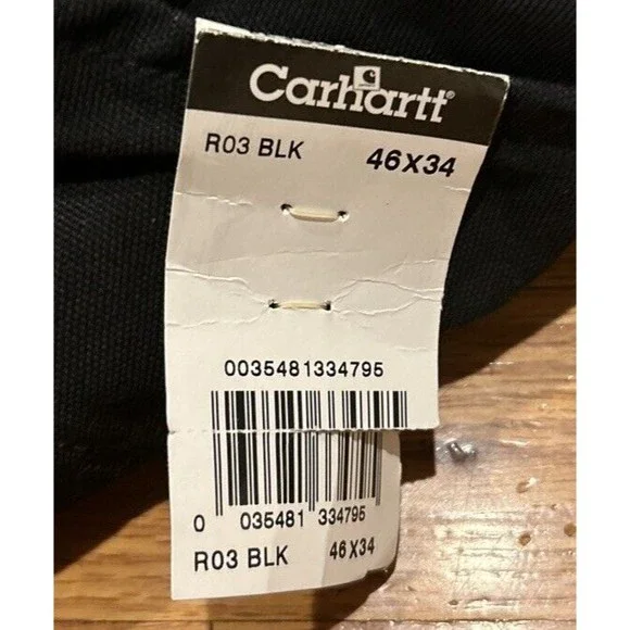 NWT Carhartt Men Quilt Lined Zip To Knee Bib Overalls Black $180 46x34 R03